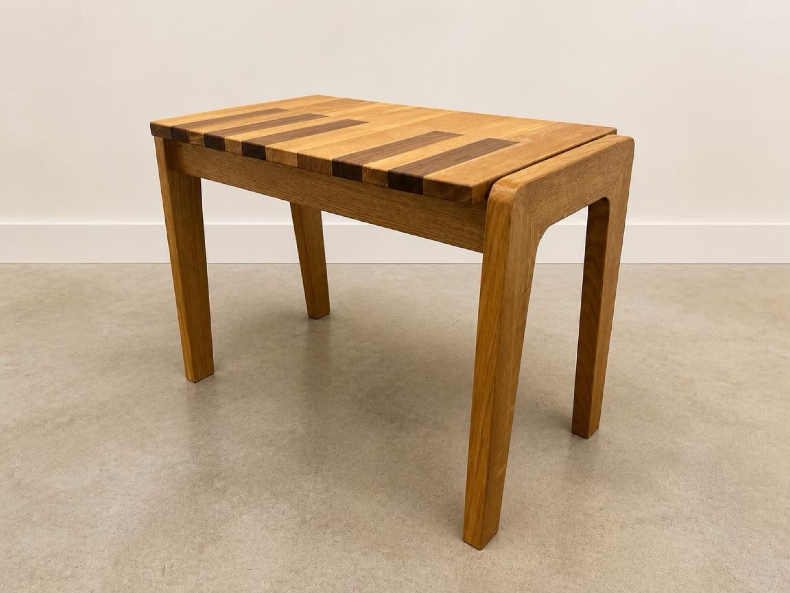 Handcrafted piano bench made from oak and walnut
